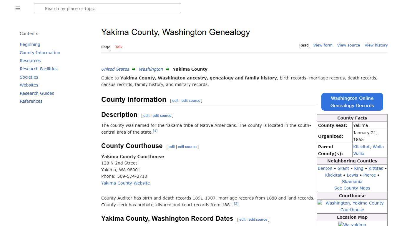 Yakima County, Washington Genealogy • FamilySearch