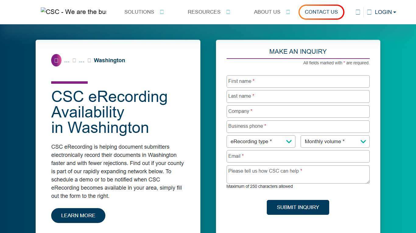 eRecording in Washington CSC